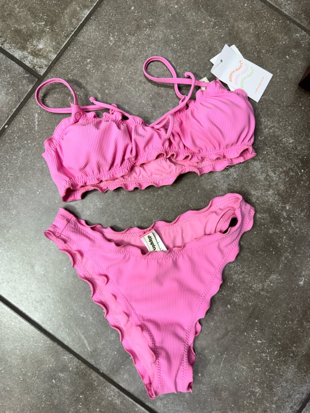 Dippin' Daisy's Hot Pink Ruffled Bikini Set